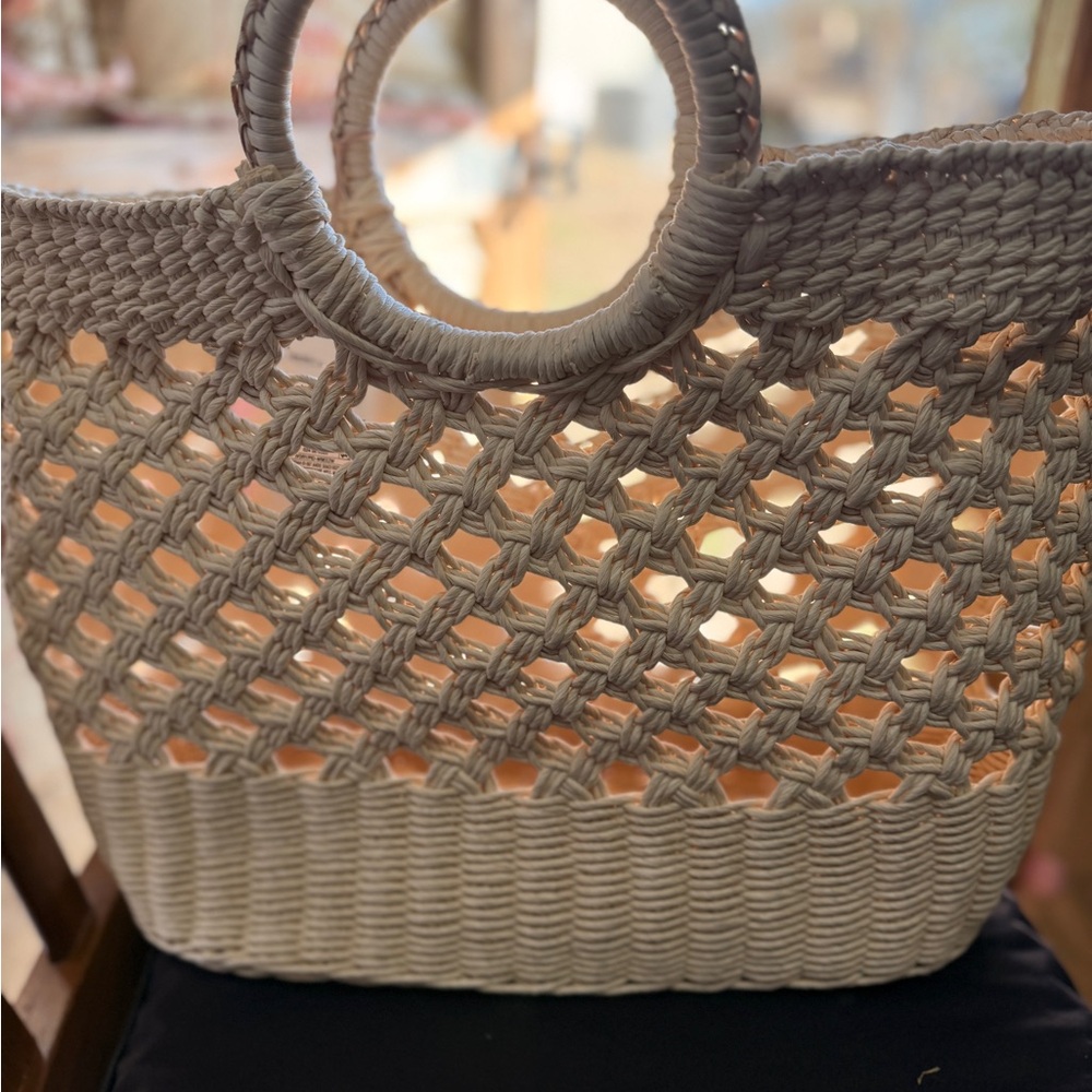 Elegant Cream Woven Tote Bag